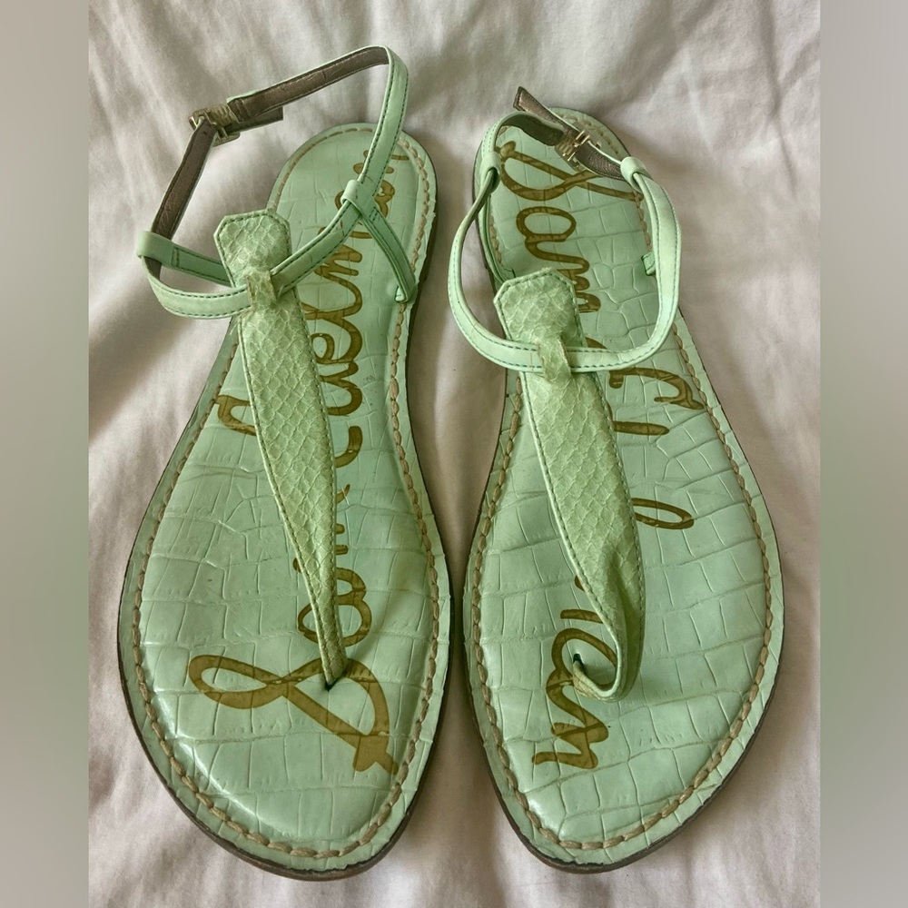 Sam Edelman Women’s 8.5 M Gigi T Strap Mint Green Sandals